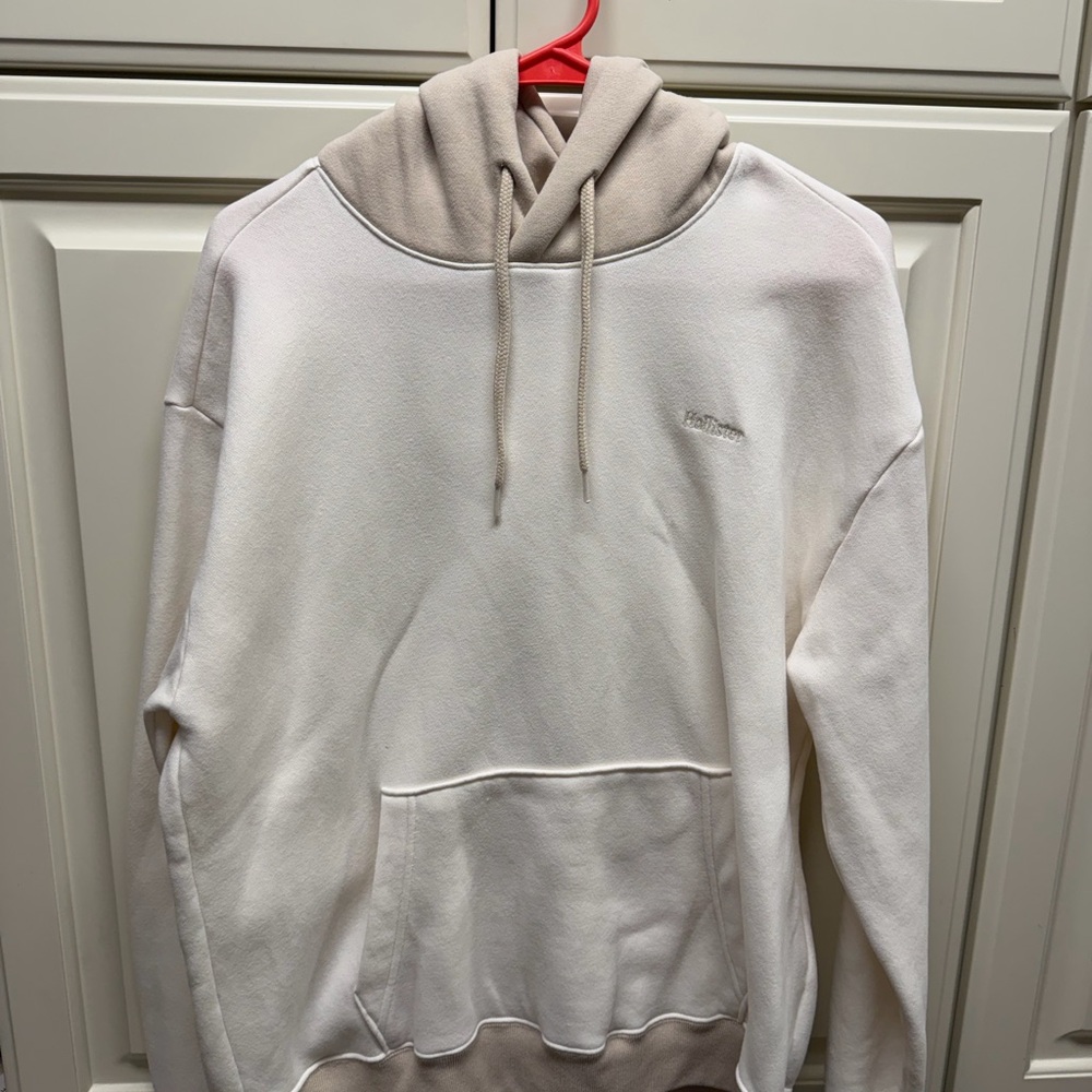 Hollister White and Tan Hoodie